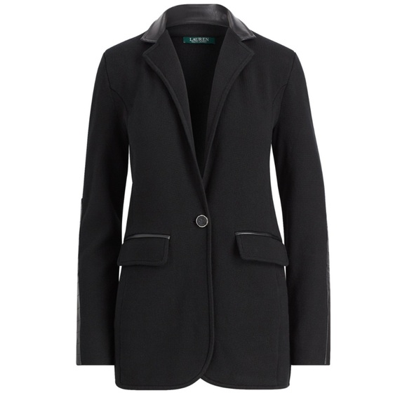 Lauren Ralph Lauren Jackets & Blazers - Lauren by Ralph Lauren long knit blazer with pleather trim